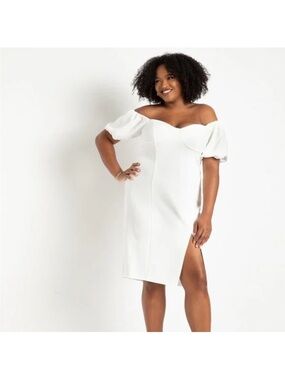 Eloquii White Bodycon Off Shoulder Dress NWT Size 20